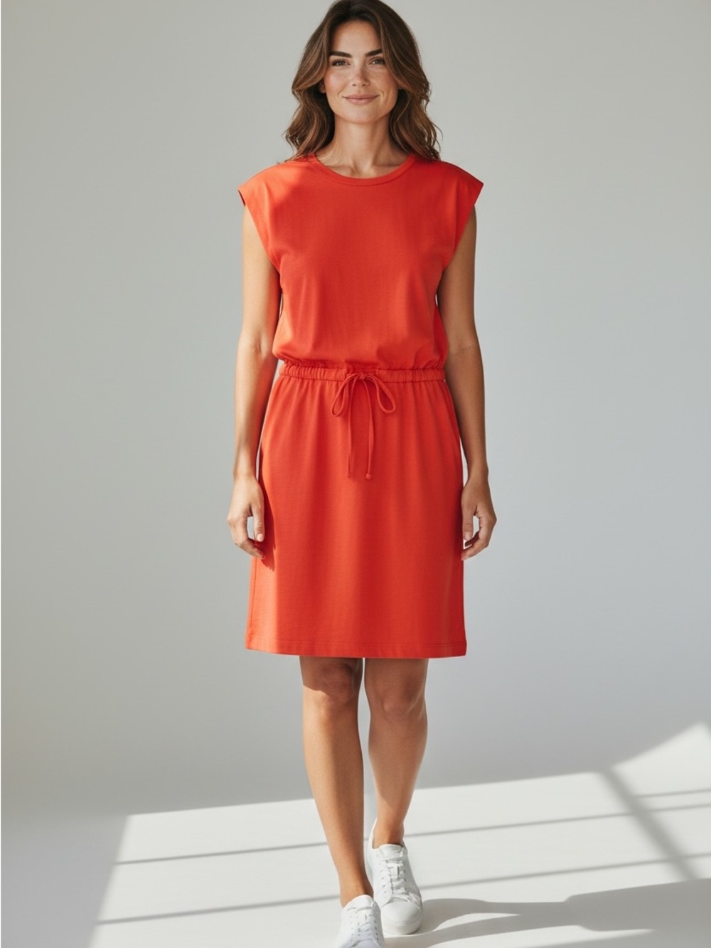 Banana Republic Bright Red Sleeveless Drawstring Mini Dress